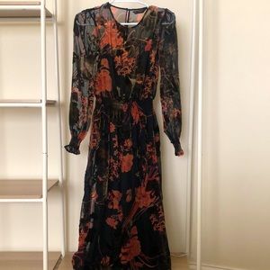 Zara Woman Burnt out velvet long dress